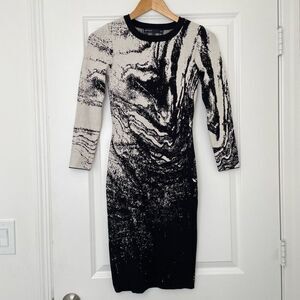 Karen Millen Knit Dress Marbled Bodycon Sweater Knit Size XS